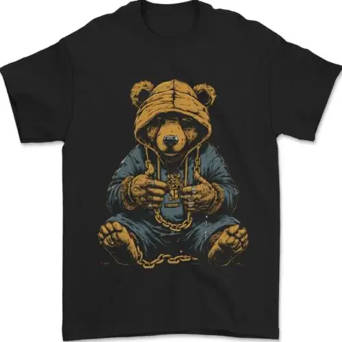 Hip-Hop Teddy Bear Gangsta Rap Gangster Mens T-Shirt 100% Cotton