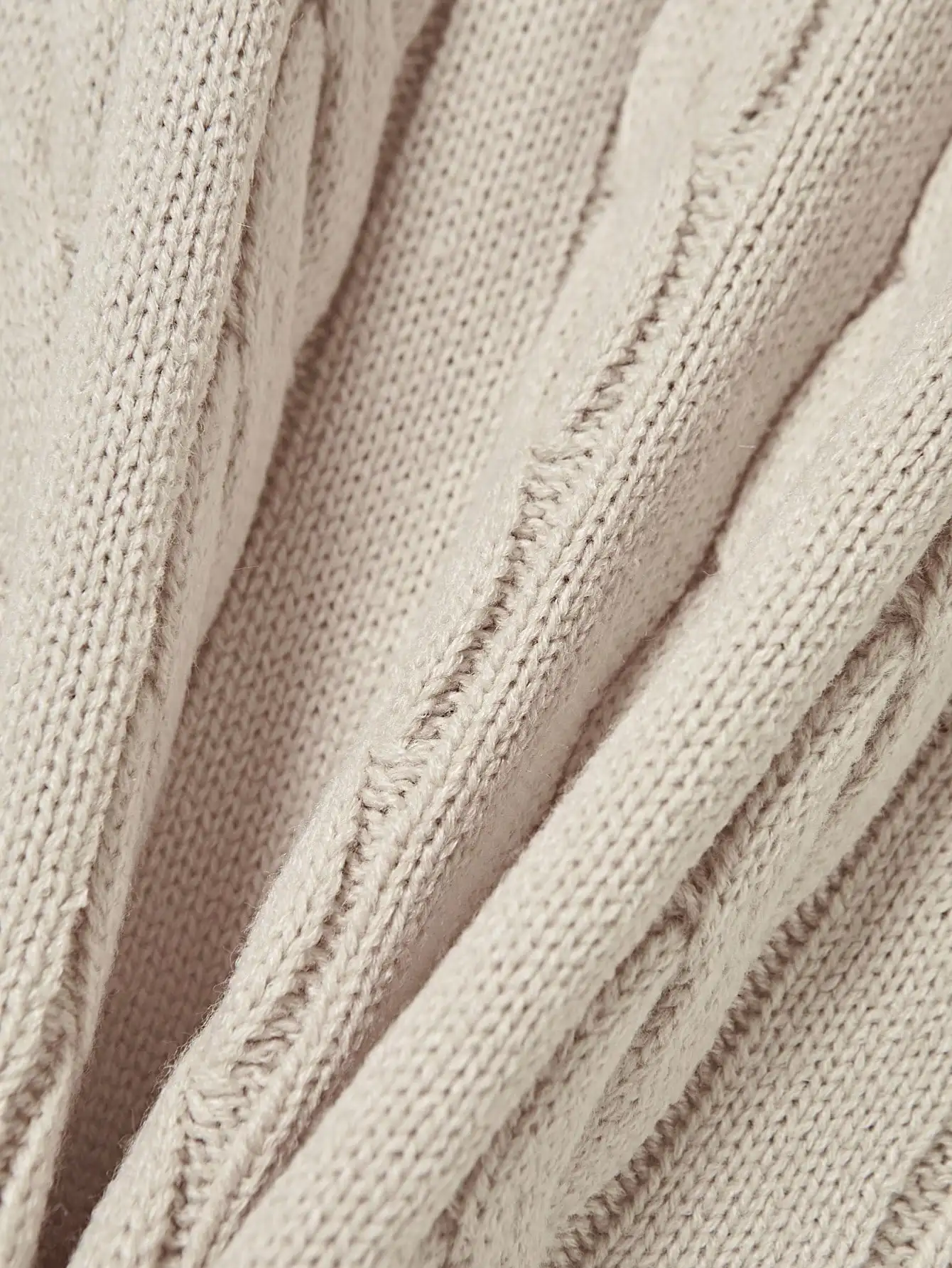 Men's V-Neck Cable Knit Sweater Vest in Beige, Casual Layering Piece