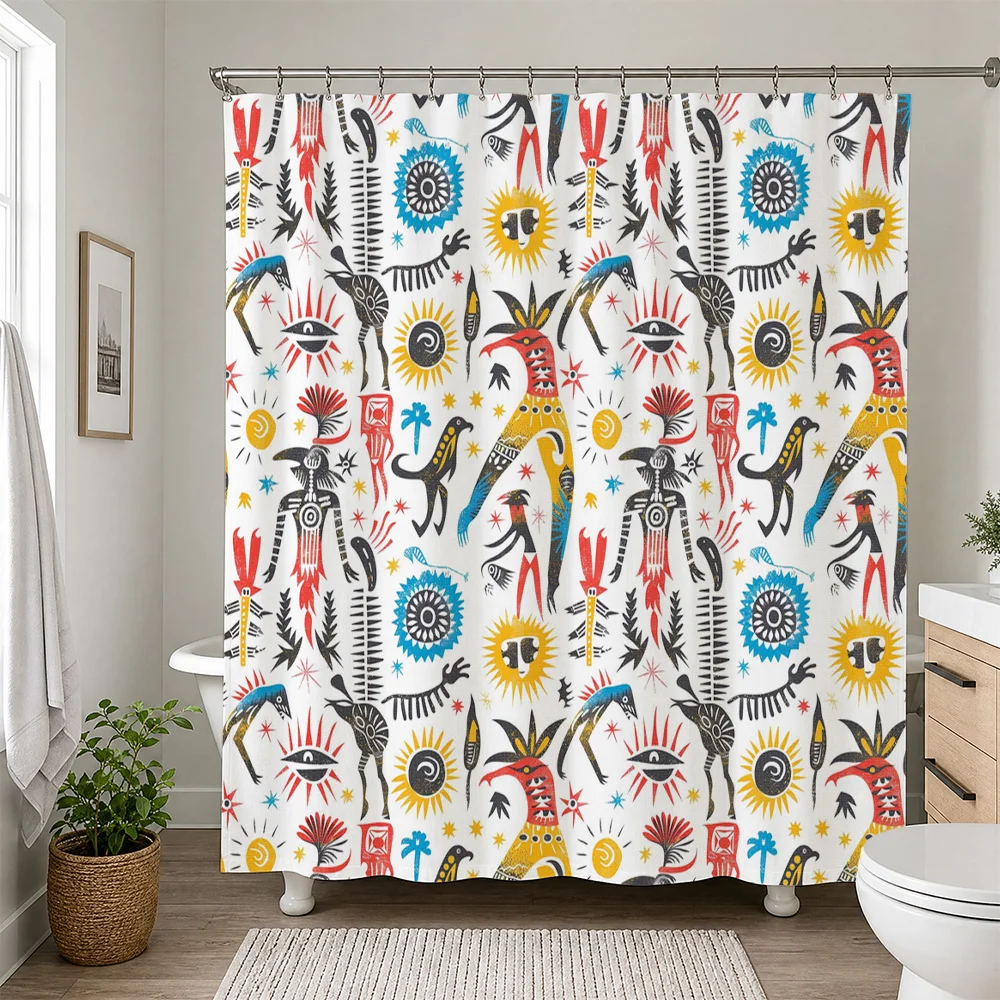 Tropical Dinosaur Shower Curtain Fun Funky Jungle Safari Bathroom Decor Art Print Houseware