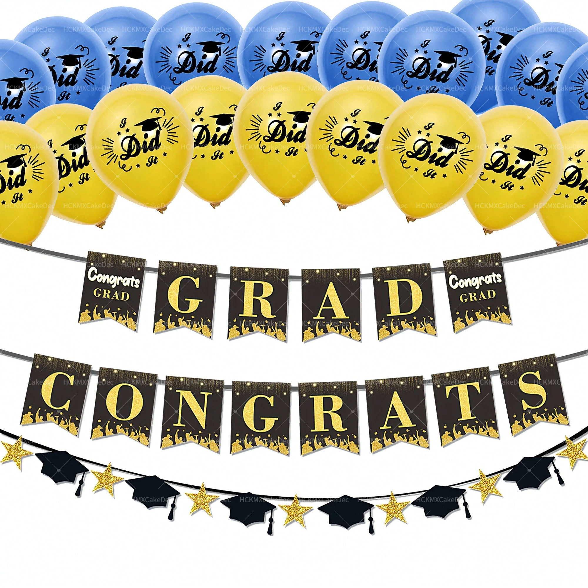 10pcs/22pcs Graduation Themed Balloons Banner Flags for Graduation Party Scenes Decorating
