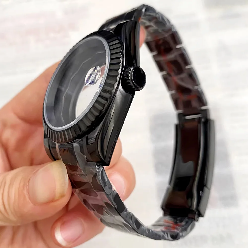 36mm 39mm Watch Case and Bracelet Set for Datejust Nh35 Nh36 Nh34 Movement Sapphire Glass Transparent Back Case and Strap