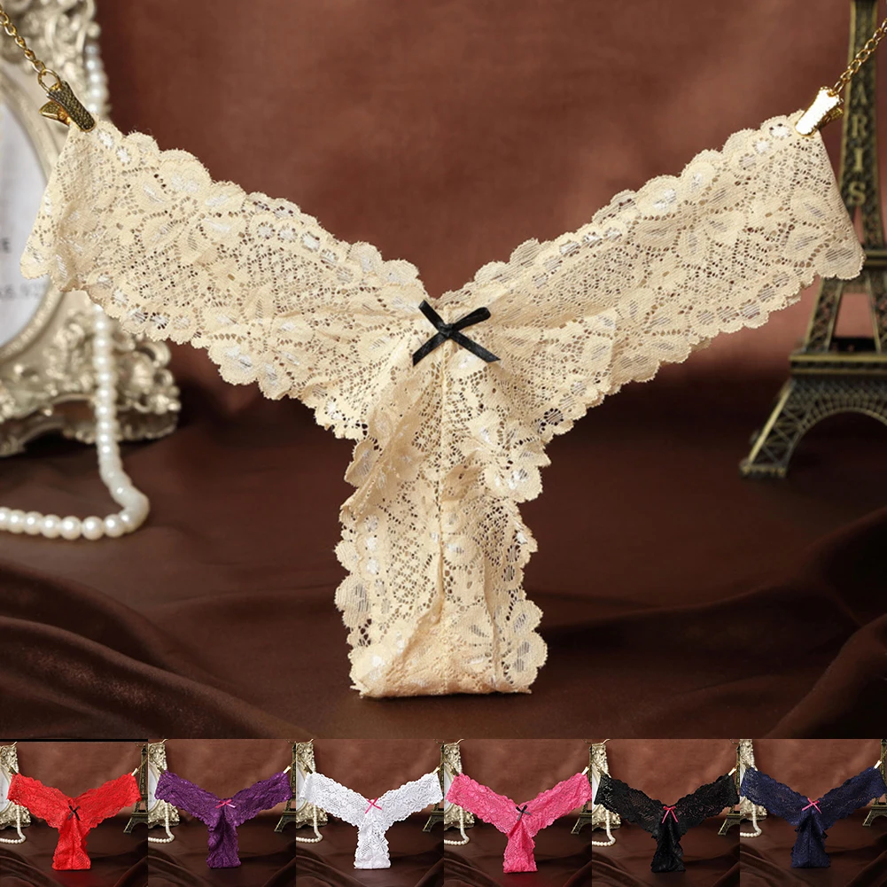 Woman Waist Bowknot Underwear Bowknot Underwear Bowknot Underwear Breathable Low Waist Ruffles Wide Lace Panties