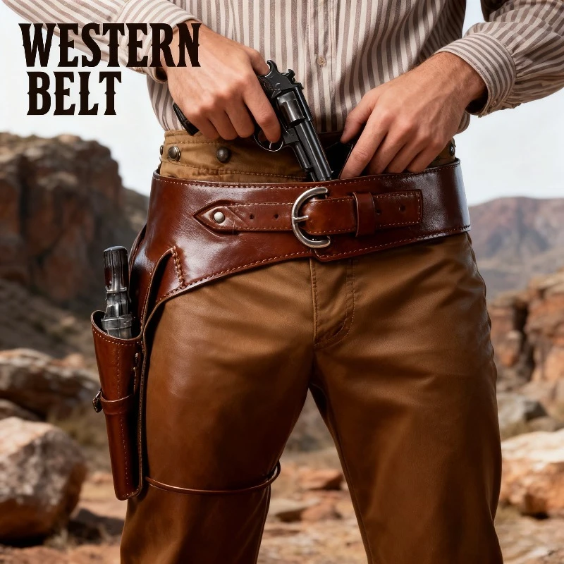 

Кожаный ремешок для пистолета в стиле ретро, подходит для ролевых игр в стиле стимпанк, дикого Запада, карнавала и эпохи Возрождения, регулируемая петля-пуля