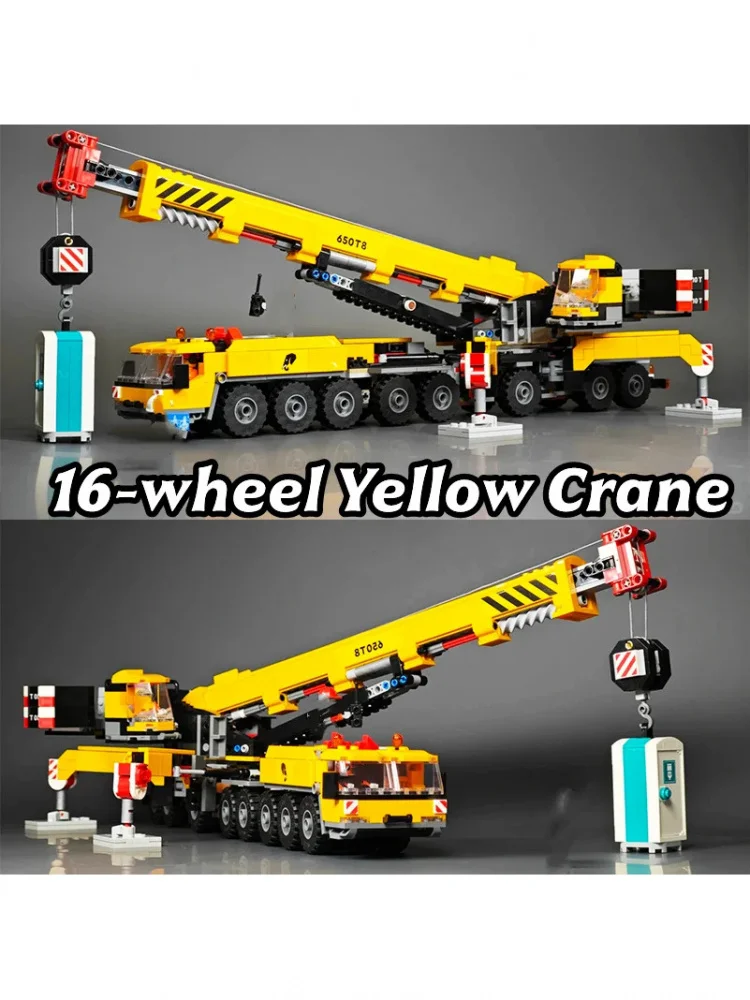 Kompatybilne z innymi markami zestawy klocków serii City 60409 Mobilny Żółty Żuraw 16-kołowy, maszyna do podnoszenia, zabawki, prezent (1116PCS 4Minifigure) — Zdjęcie 2 z 2