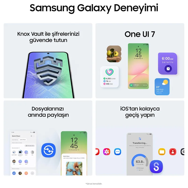 هاتف Samsung Galaxy A56 5G الذكي إصدار الشرق الأوسط Exynos 1580، شاشة Super AMOLED مقاس 6.7 بوصة، 120 هرتز، 50 ميجابكسل، 5000 مللي أمبير، NFC، IP67، N