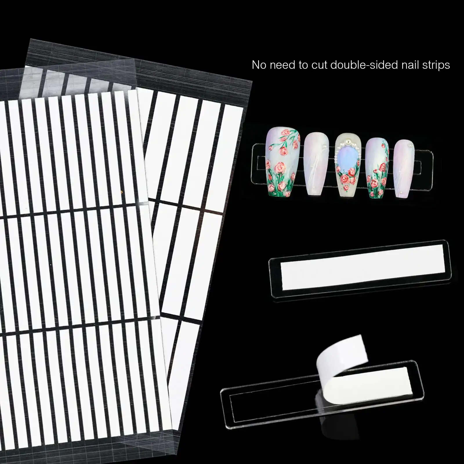 Nail Art Tape Mounting Salon Double-Sided Tape Nail Tips Colour Flase Nail  Display Work Salon Show Acrylic Strip Adhesive Tape