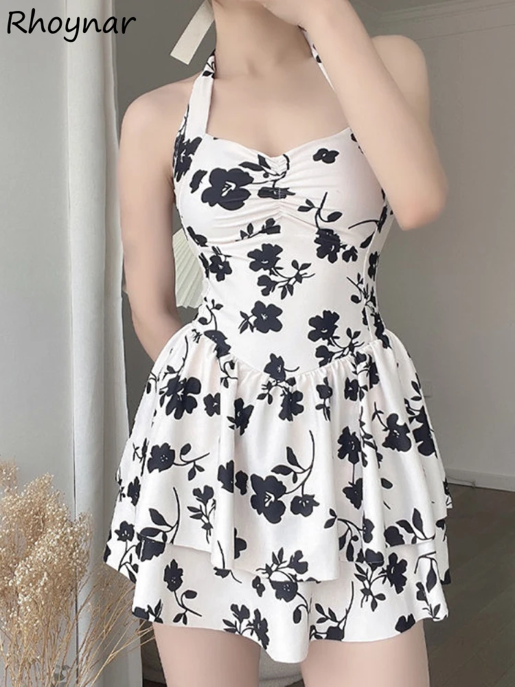 الصيف الحلو التستر المرأة الرسن عارية الذراعين تصميم مثير ضمادة بناتي طباعة ملابس سباحة أنيقة نمط الشاطئ Y2K عطلة شعبية