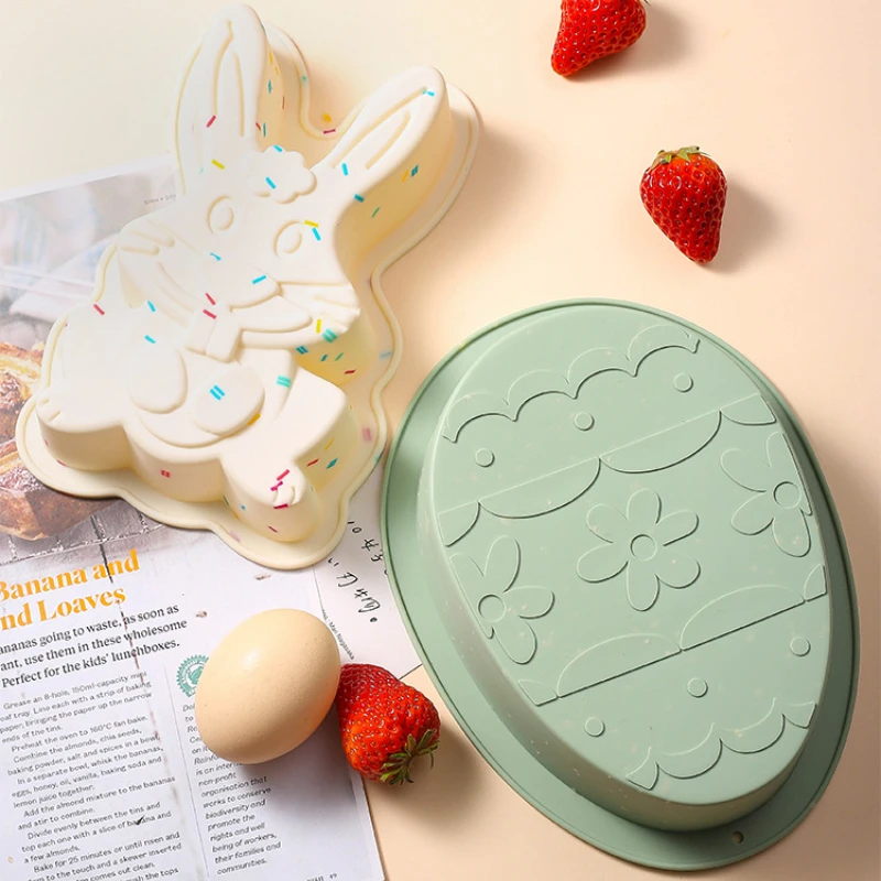 Happy Easter Mold Rabbit Silicone Mold Easter Rabbit Egg Mold Dessert Pudding Cake Baking Mold DIY Kitchen Baking Fondant Mould