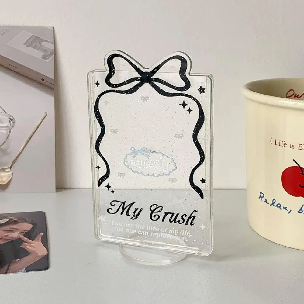 Porta carte Bowknot Kpop Protezione per badge per studenti Porta carte per foto idol Protezione per carte con ciondolo per zaino in acrilico trasparente