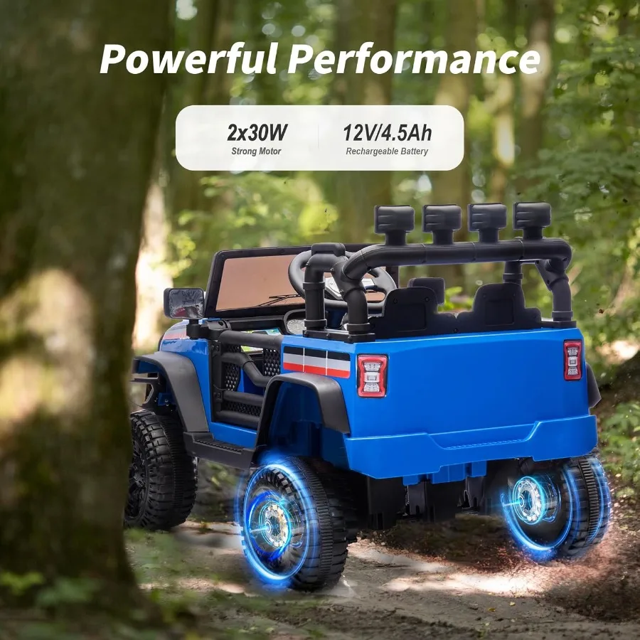 12V 電動乗用車トラック、幼児向けリモコン付き乗用玩具 - ブルー