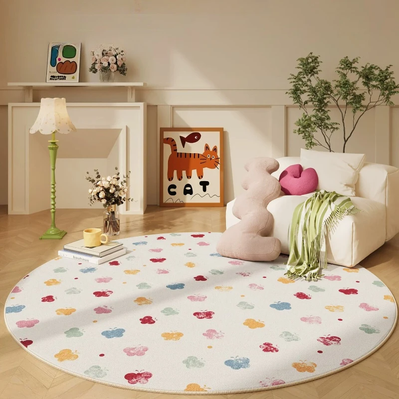 Dopamine Color Bedroom Decor Round Carpet Modern Style Carpets for Living Room Fluffy Soft Lounge Floor Mat Home Thick Plush Rug