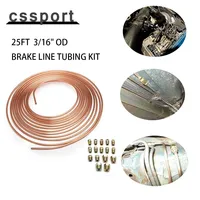 Bobina de tubo de rollo de coche de 25 pies, Kit de tubería de freno de níquel de cobre OD de 3/16 ""con accesorios de 16 piezas, tubo de cobre galvanizado, tubo de freno