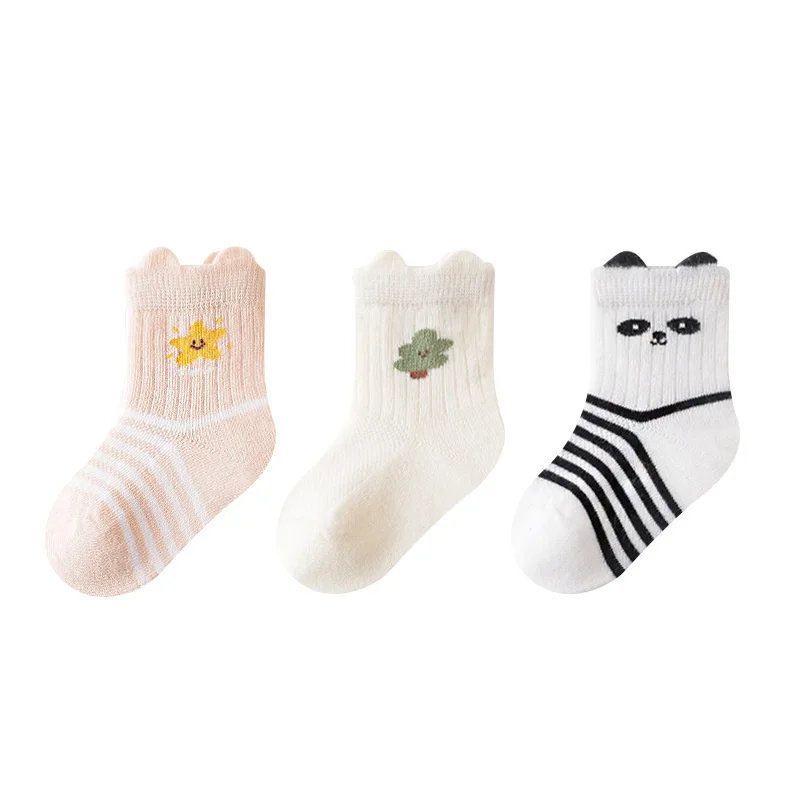 

3Pairs/Lot Newborn Socks For Girls Boys Cotton Summer Mesh Thin Infant Print Kids Girl Boy Socks Cartoon Fashion Soft Bow Sock