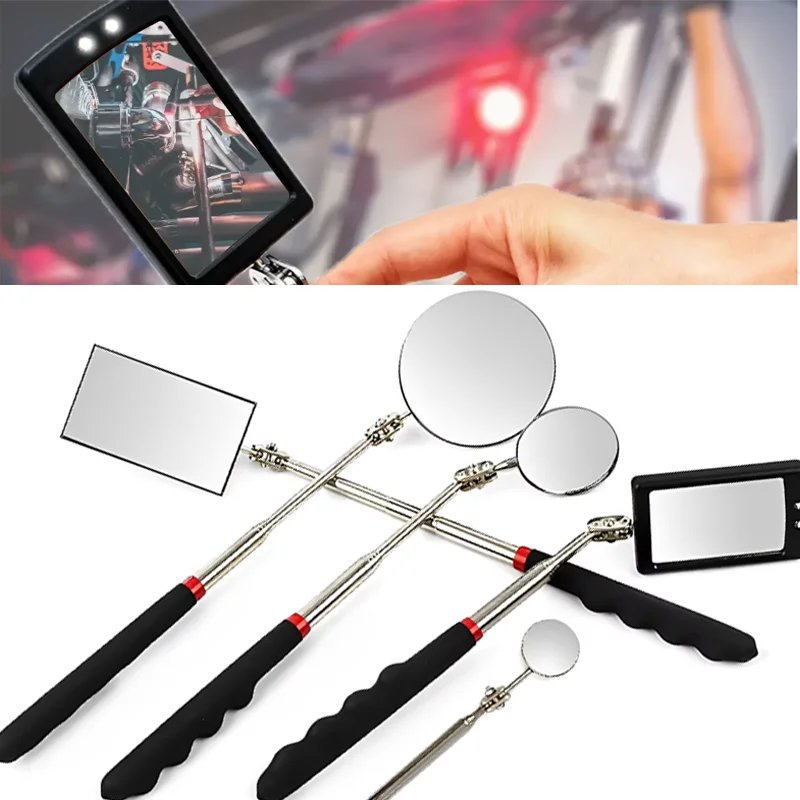 

360° LED Light Extend Telescoping Mirrors New Arrival Popular Telescopic Handle Inspection Mirror Auto Repair Tool Accessories