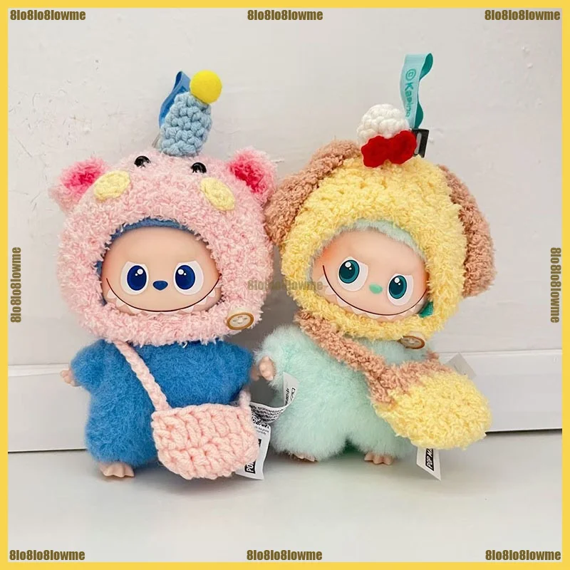 

New Labubu 4.0 Clothes Cute Pink Little Pig Headgear Hat with Bag 2-piece Set Mini Plush Doll Clothing Fashion Doll Accessories