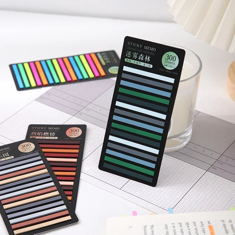 300 Sheets Colorful Fluorescent Sticky Notes for Translucent Waterproof Student Stationery Supplies Studying Planners