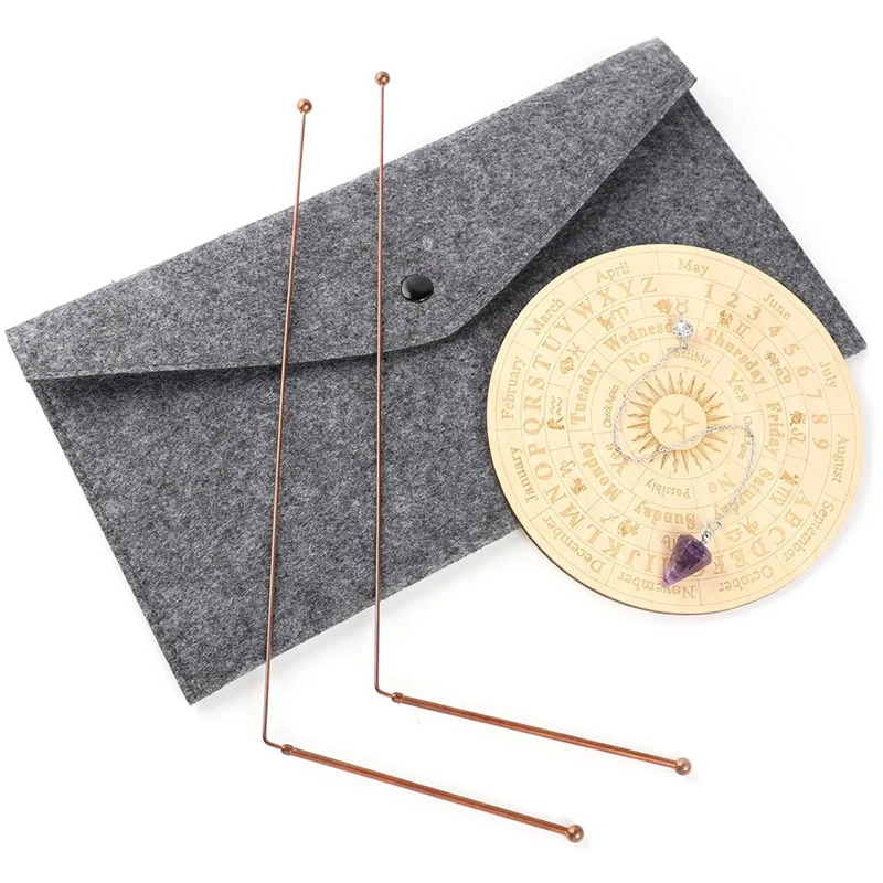 Copper Dowsing Rods Spiritual And Divining Pendulum Board Mat Kit For Ghost Hunting,Divining Water,Energy Healing