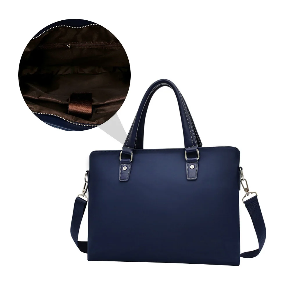 حقيبة عمل قماش أكسفورد أزرق مقاوم للماء ومقاوم للاهتراء، حقيبة ناعمة مريحة، حزام قابل للإزالة، سعة كبيرة للرجال #3