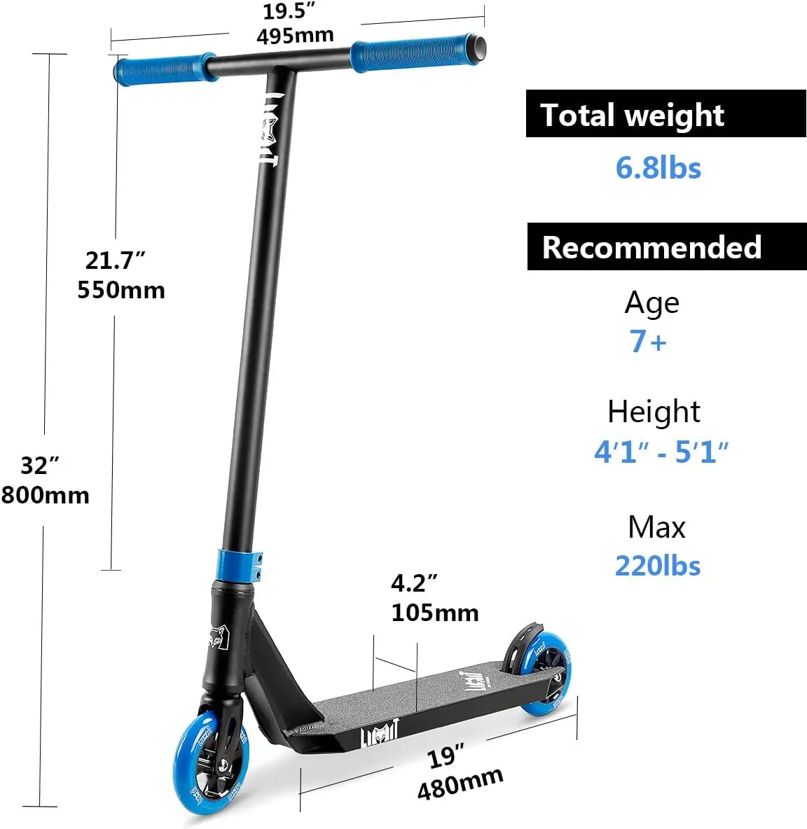 Limit LMT08 pro Trick Scooter Lightweight Professional Freestyle Stunt Scooter for Teenagers And Adults 8+
