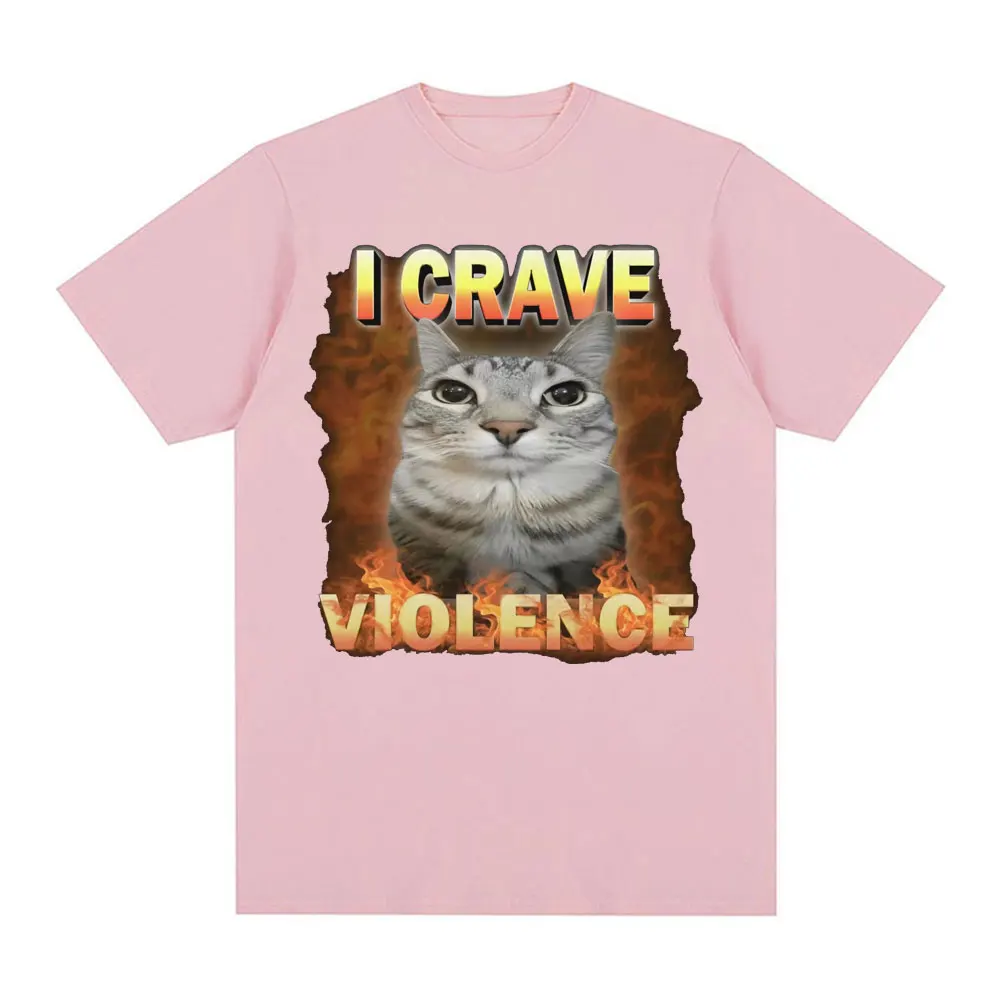 أنا نذف العنف مضحك القط ميمي تي شيرت الرجال النساء Harajuku موضة لطيف عالية الجودة تي شيرت المتضخم القطن الخالص تي شيرت بلايز