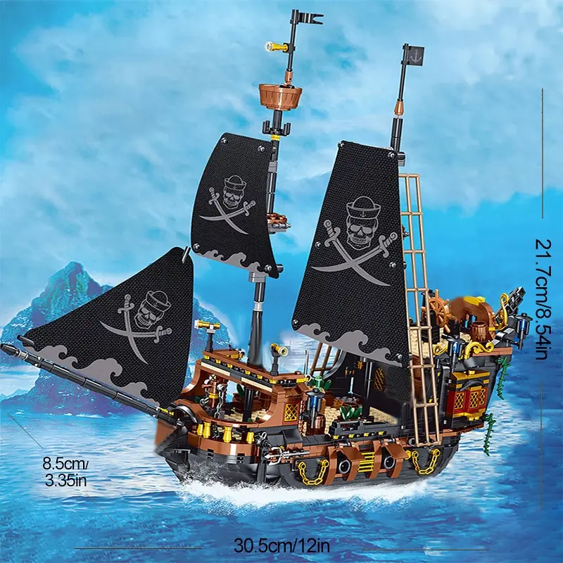 1328pcs/set Pirate Ship Building Blocks Sailing Storm Ship MOC Model Bricks Kits Creative Desktop ornaments kids Gift DIY Toys