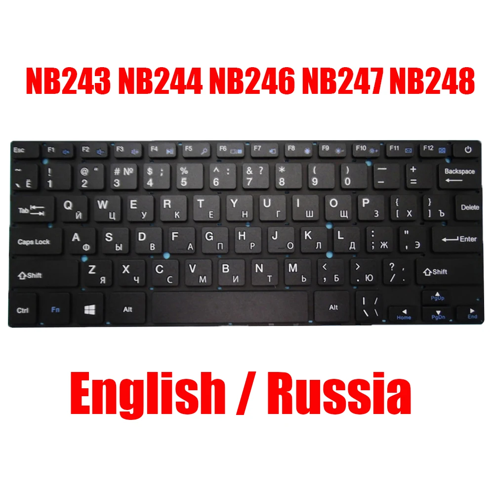 

RU US Laptop Keyboard For Irbis NB243 NB244 NB246 NB247 NB248 English Russia Black Without Frame New