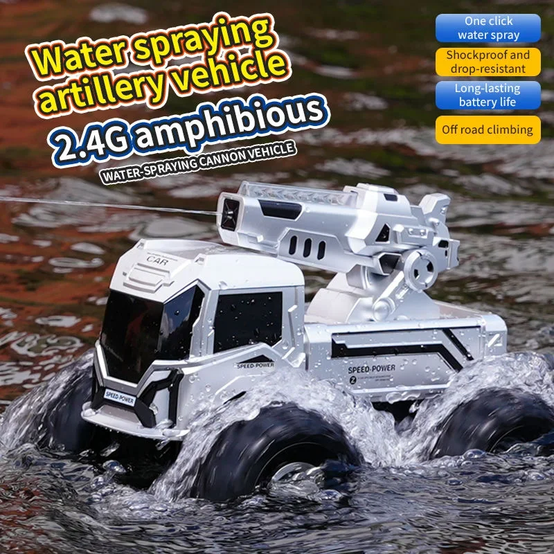 Amphibious RC Car water cannon shoot Launch water 4WD Drive Rc boat Off-Road  Electric remote contol truck with led kids Toy