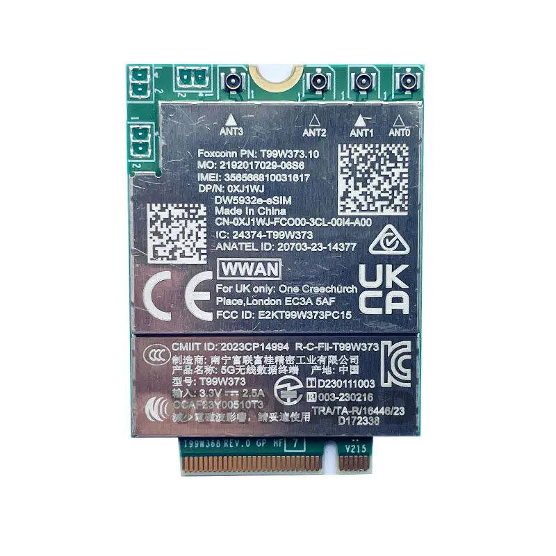 T99W373 DW5932e-eSIM 5G Module LTE Cat19 M.2 WWAN Card For Latitude 7350 7450 7650 9450 Window Notebook and Tablet