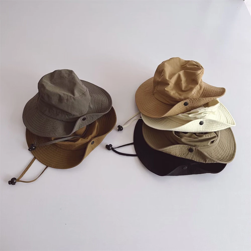 New Children Bucket Hats Summer Solid Color Sunhat Kids Fishing Hat Sunshade Visor Boys Girls Outdoor Fashion Beach Cap For 2-6Y