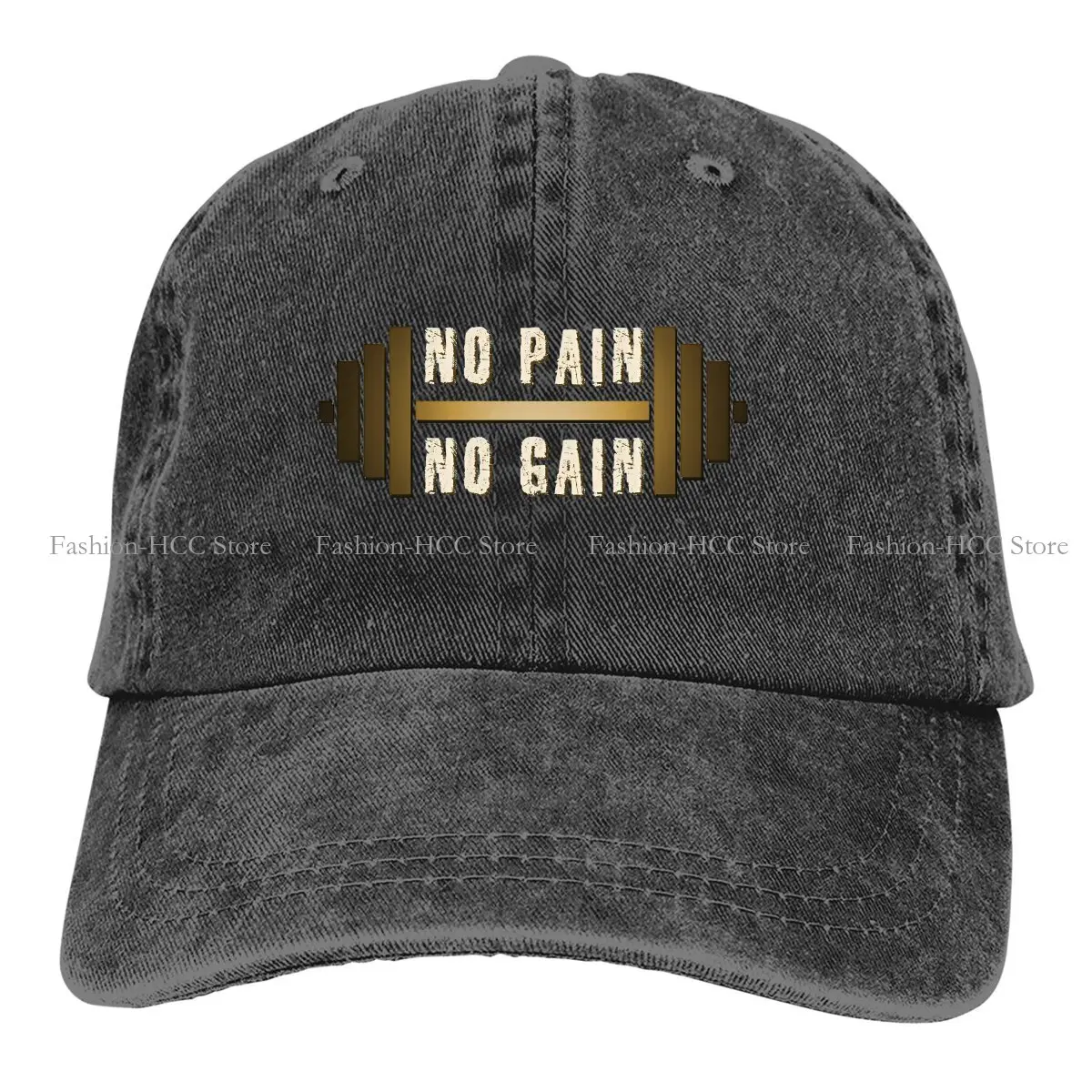 Dumbbell Baseball Caps Peaked Cap No Pains No Gains Sun Shade Hats Men Women