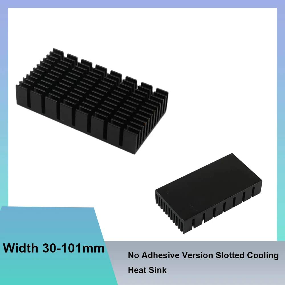 1Pcs No Adhesive Version Slotted Cooling Heat Sink Aluminium Profile Electronic Chip Motherboard Heat Sink Width 30-101mm