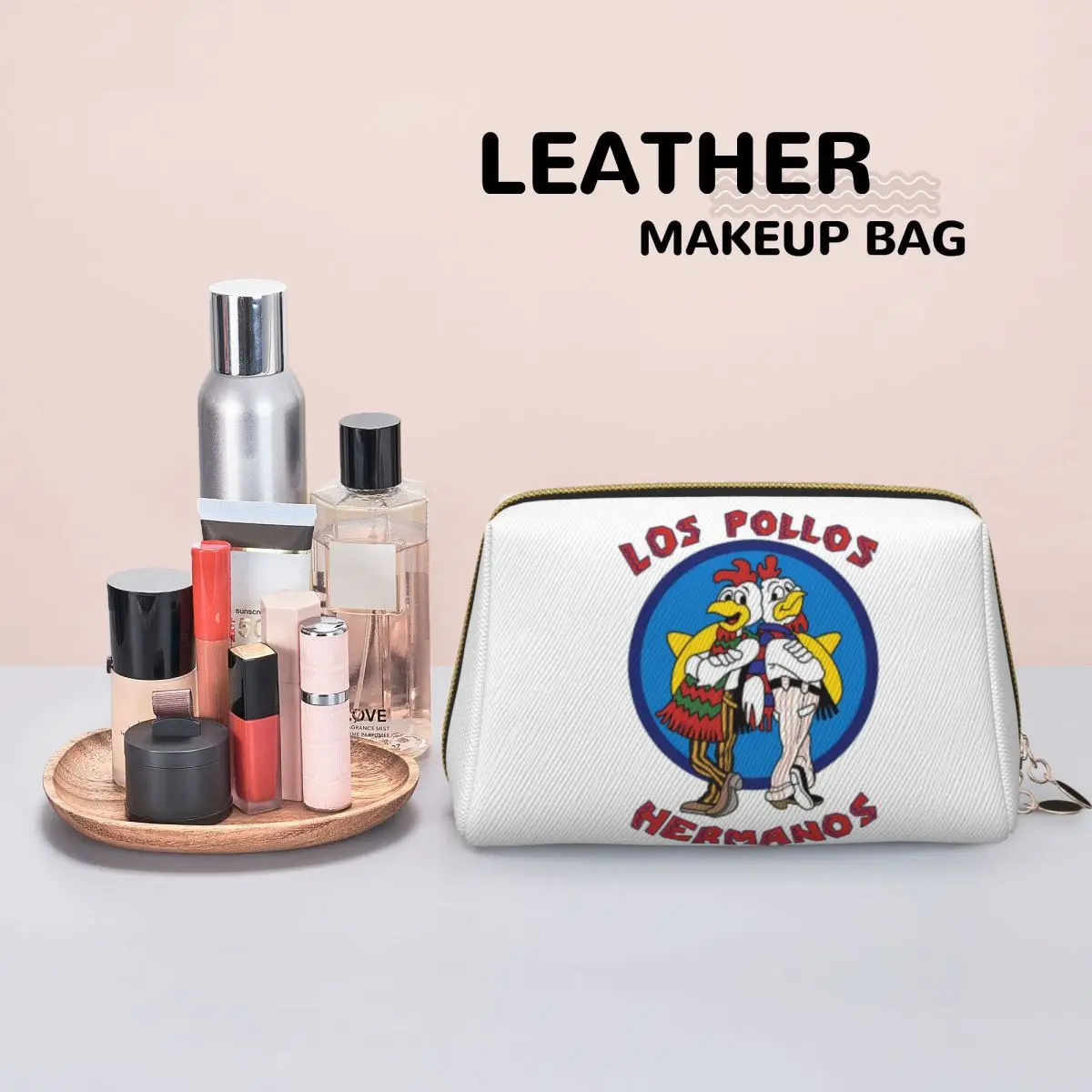 Custom Bib Breaking Bad LOS POLLOS Hermanos Women Cosmetic Bag Travel Makeup Organizer Pouch Toiletry Storage Dopp Kit Box
