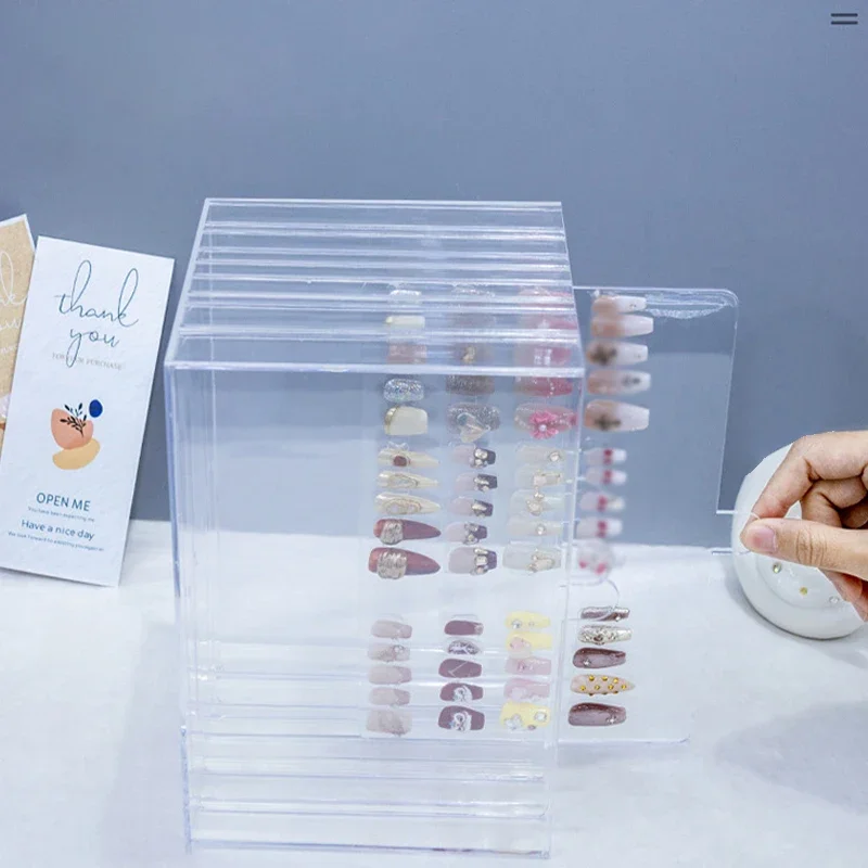 

5Layer Nail Art Display Stand Dustproof Nails Color Card Display Board Professional Manicure Showing Shelf Transparent Removable
