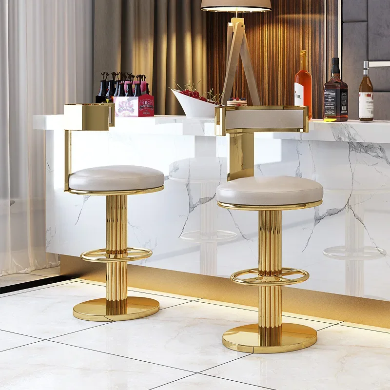 Modern Nordic light luxury cocktail counter high bar stool chair stainless steel bar chair