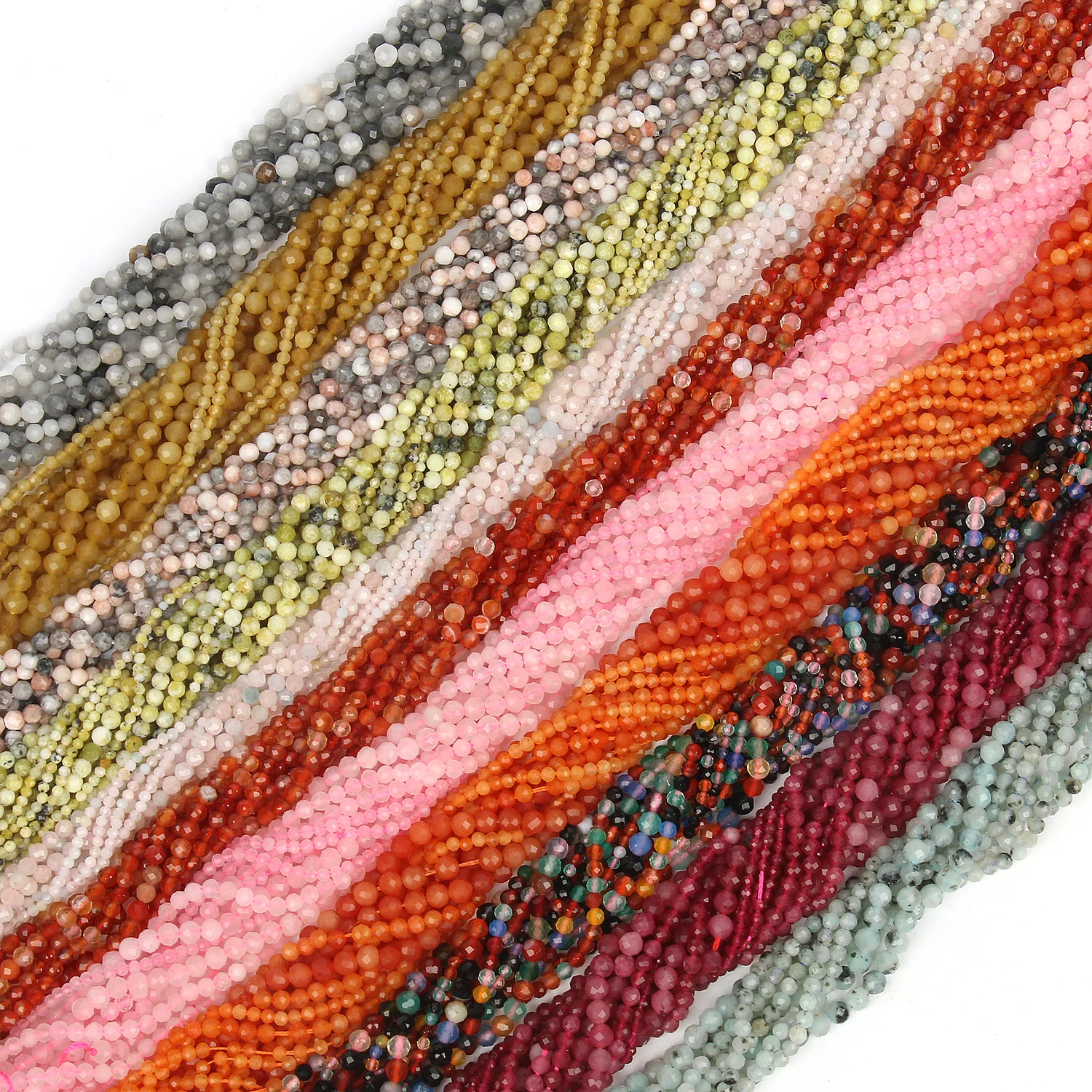 Naturstein, facettierte kleine Taillenperlen, 2, 3, 4 mm, rosa Opal, Morganit, lose Abstandshalter, Katzenaugenperlen für Schmuckherstellung, DIY-Armband