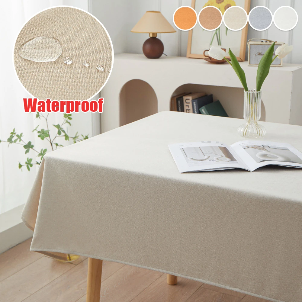 

Waterproof Wipeable Tablecloth Rectangle Solid Color Simple Conference Room Tablecloth Cover Restaurant Kitchen Table Decoration