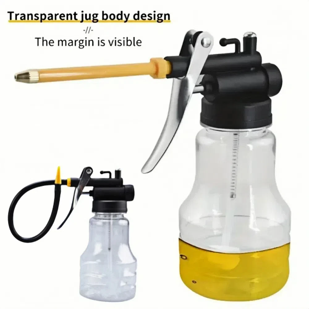 New 250 ML Transparent Oil Can Plastic Save Effort Small Oil Oiler Durable High Pressure Pump Type Oiler