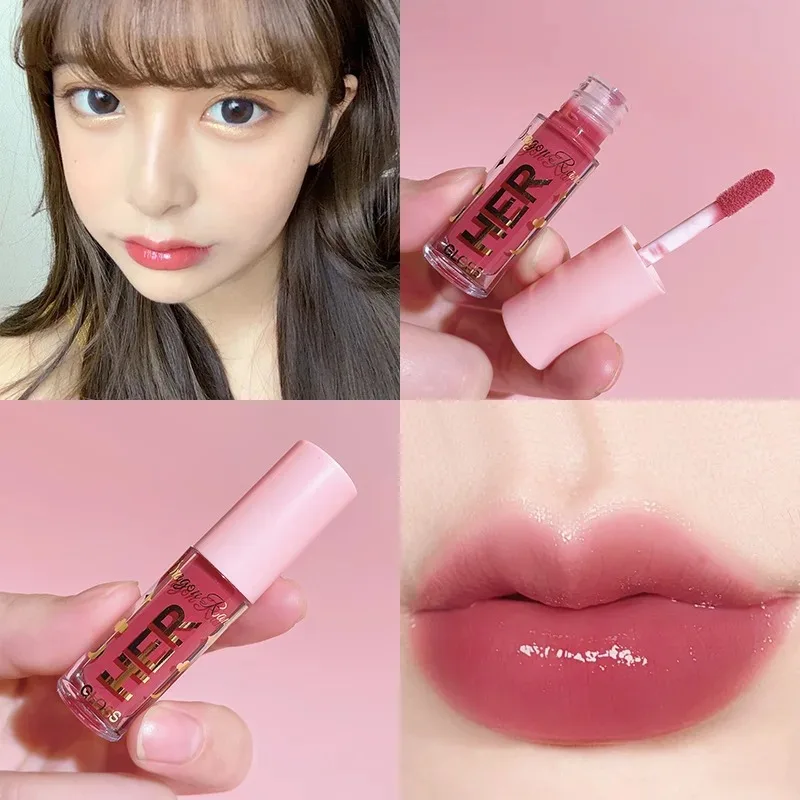 Brillo de labios líquido de gelatina de cristal, 8 colores, lápiz labial hidratante, Flash fino, duradero, impermeable, taza antiadherente, maquillaje de brillo de labios