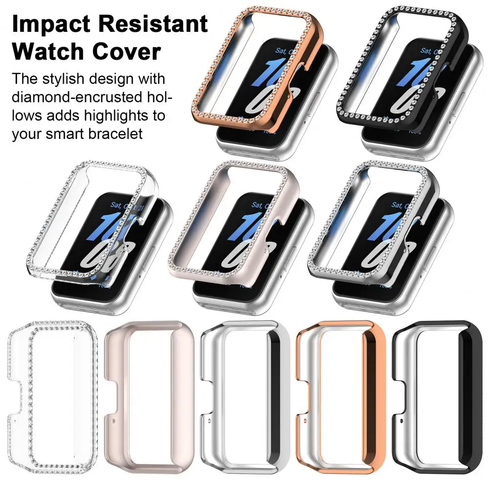 Smart Watch Case with Sparkling Faux Diamond Shockproof Protective Cover Watch Protective Shell for SamsungGalaxy Fit3