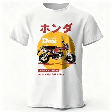 Summer Retro Bicycle Art Hand-painted Motorcycle Slim Fit Quick Drying Pattern T-shirt Short Sleeved