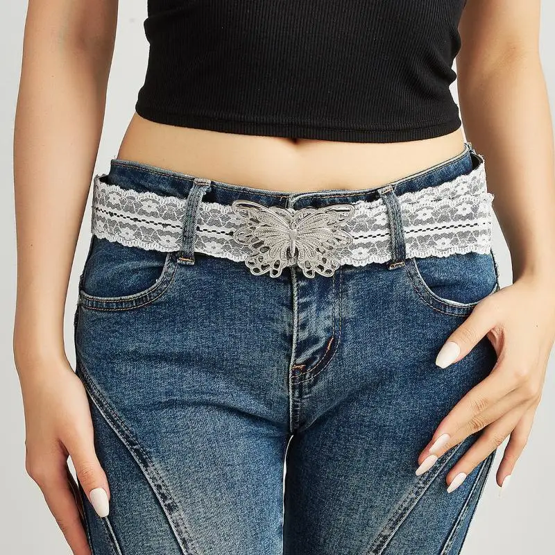 Weißer Taillengürtel mit floraler Spitze, verstellbar, süßer, passender Taillengürtel für Damen, lässiger Taillengürtel, Dekorationszubehör, Geschenke〔CC55〕