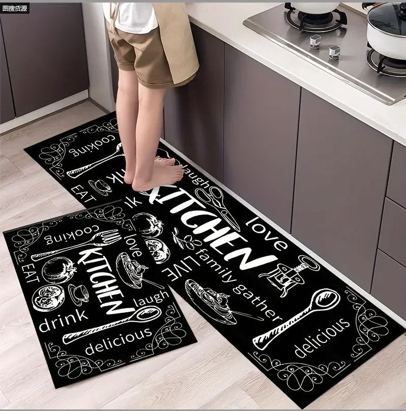 

Kitchen Floor Mat Anti-slip Oil-proof Pvc Waterproof Carpet Home Decoration Long Strip Leather Rug Alfombra De Cocina 주방 카펫