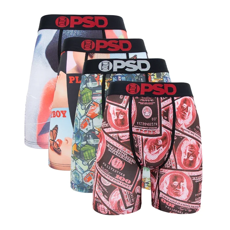 

4Pcs Fashion PSDS Men Underwear Boxer Sexy Print Panty Lingerie Sport Running Fitness Underpants Boxershorts Boxers Briefs Cueca