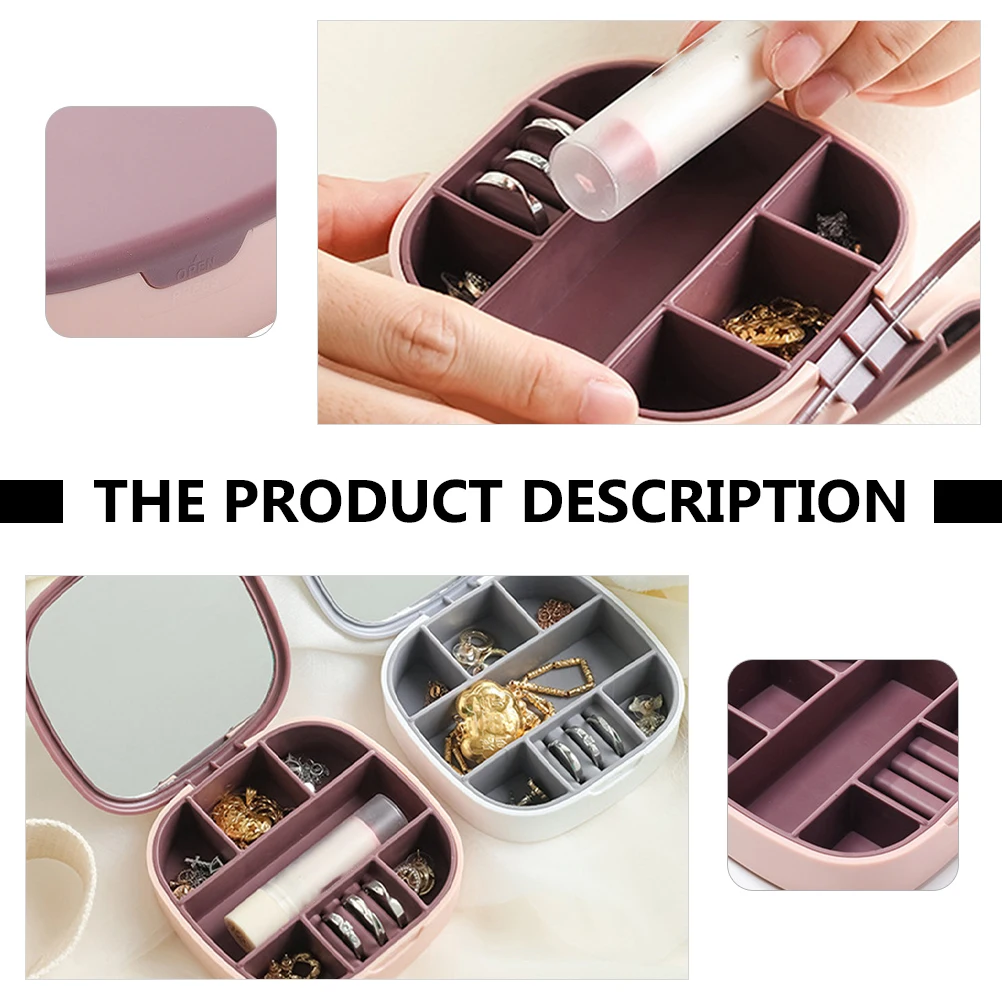 

Portable Jewelry Box With Mirror Storage Case For Necklaces Earrings Lipsticks Women Travel Organizer Space-Saving Smooth Edges