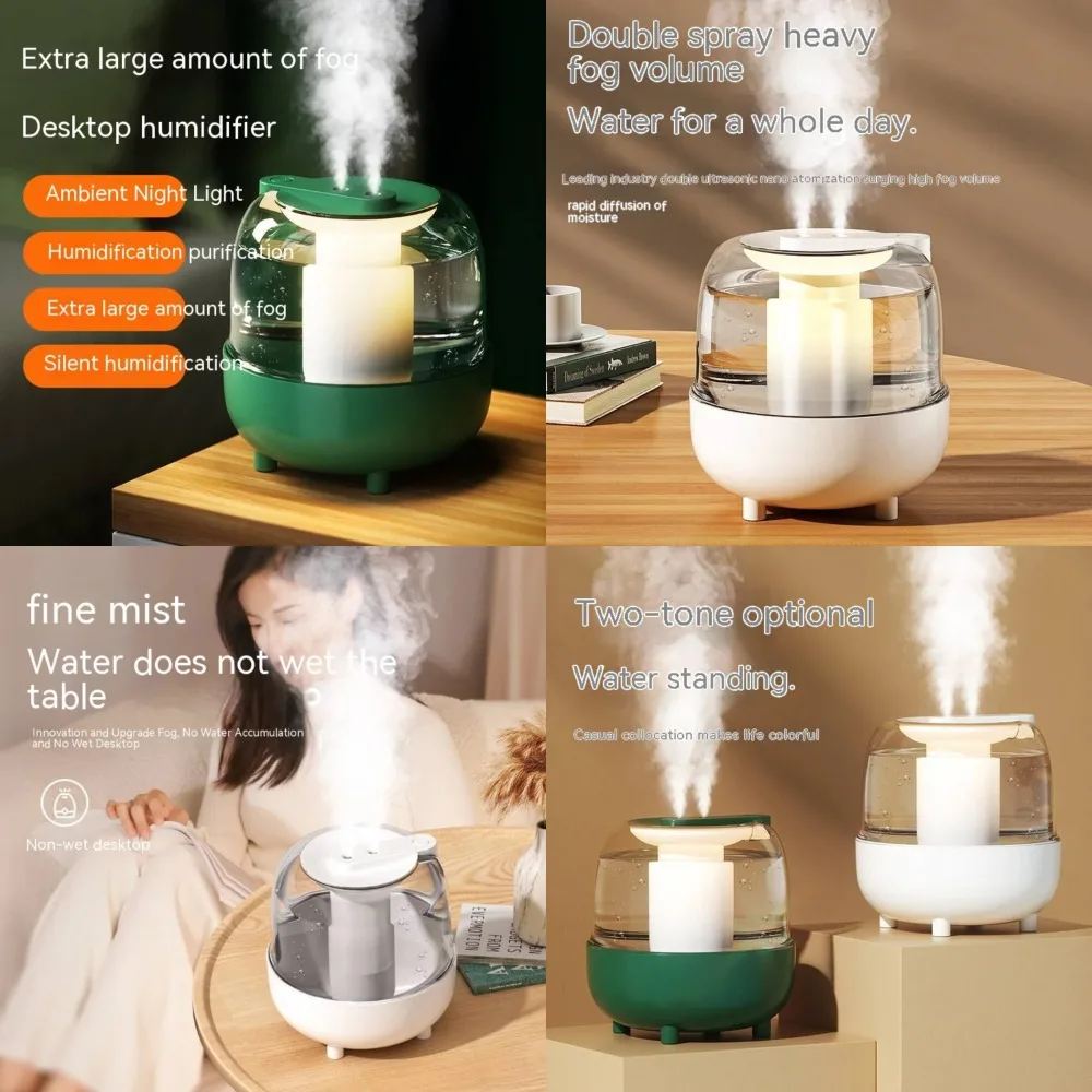 

Large Capacity 4L Cool Mist Air Humidifier with USB Diffuser for Bedroom Plants Purifier - Advanced Mute Double Spray Technology