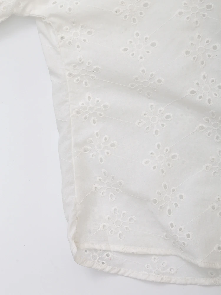 Cutwork broderie 2 pièces ensembles femmes tenue d'été noeud papillon chemise à manches courtes et jupe midi élégant décontracté ensemble de co ord blanc