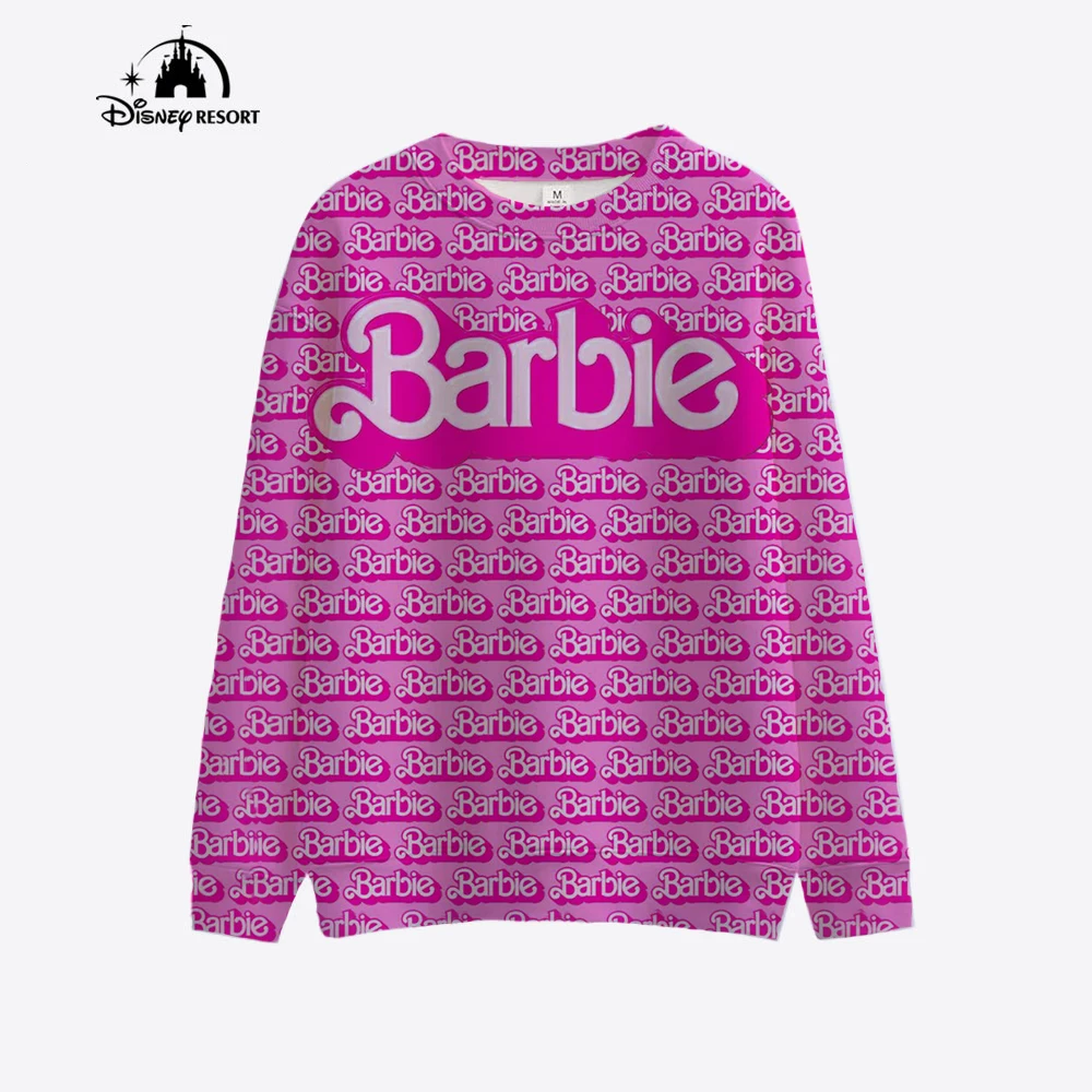 2024 Spring/Summer Women\'s 3D Printed New Barbie Princess Printed Hoodie Street Casual Sports Hoodie