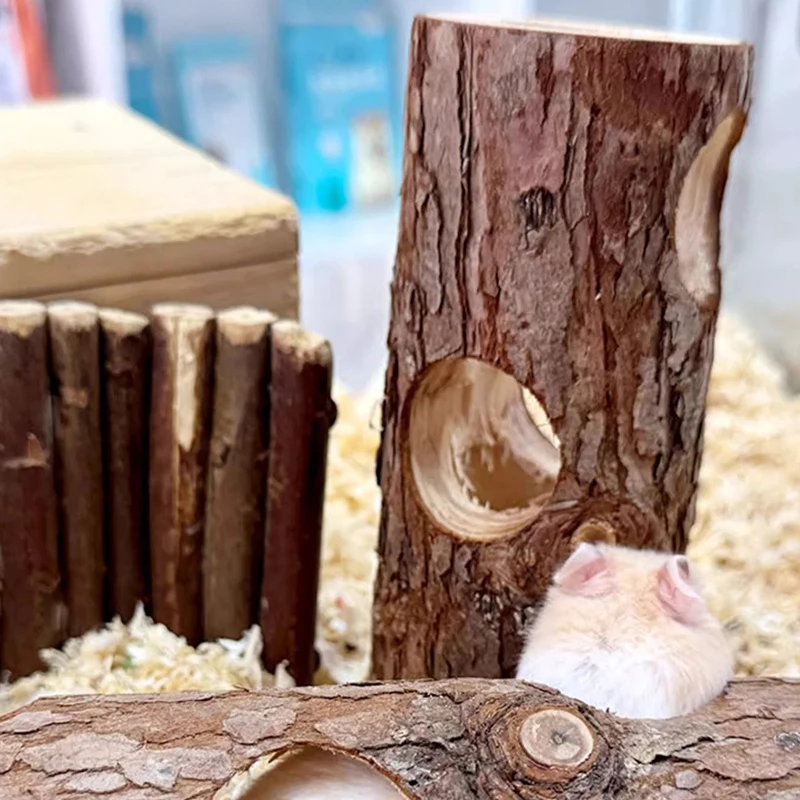 Hamster Natural Wooden Forest Hollow Tree Trunk Tunnel Tube Toy Tunnel Wood Hideout Pet Chew Toy For Small Animals Hamsters