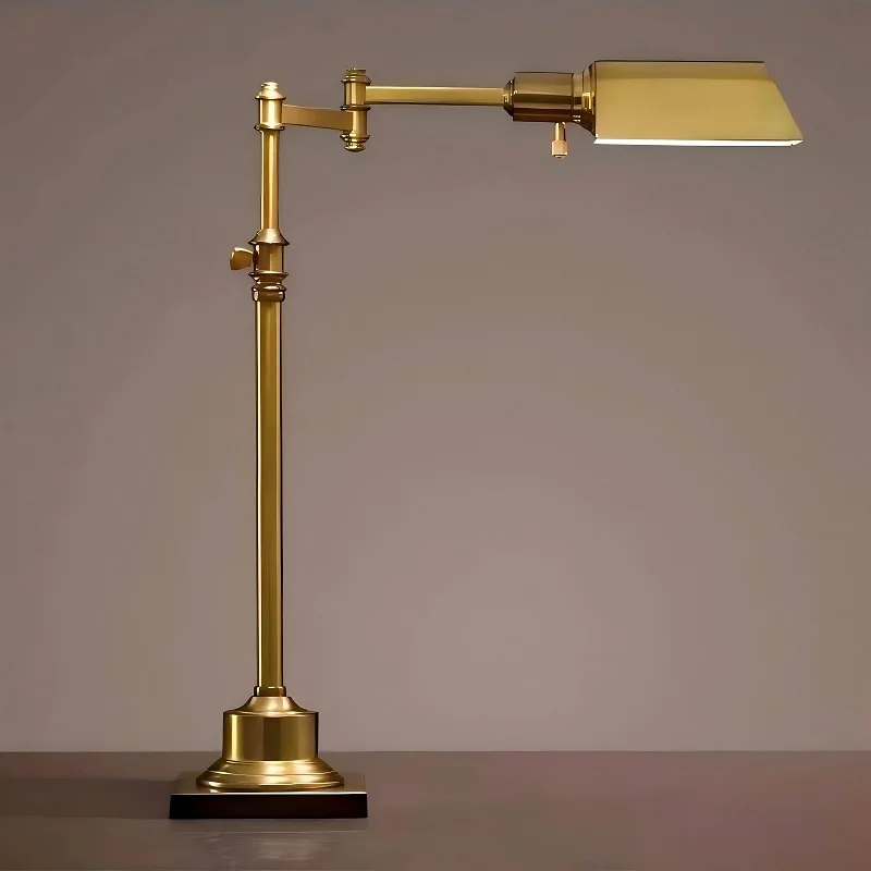 European Style Retro Style Copper Desk Lamp, for Study Room, Work Lamp, Long  Arm Eye - Protection, Bedroom  Bedside Table Lamp