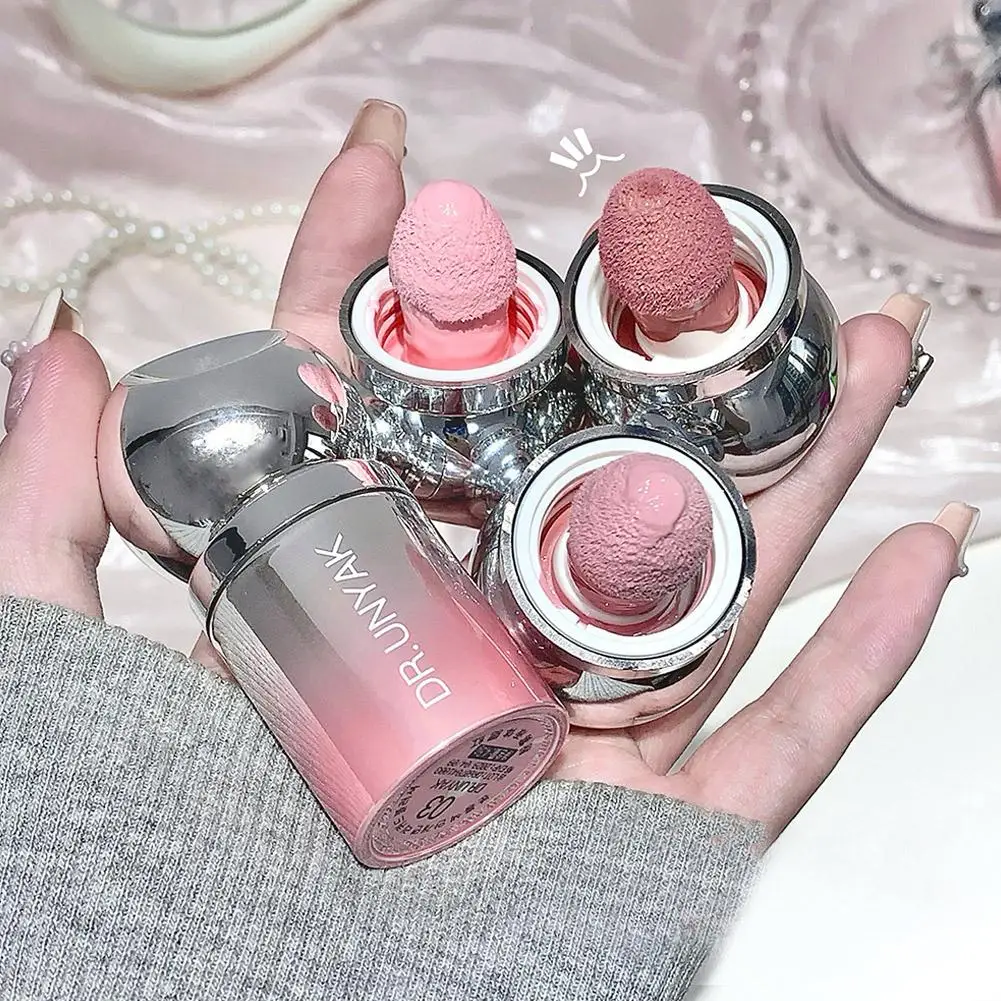 벨벳 리퀴드 블러쉬 매트 스펀지 헤드 블러셔 내추럴 지속력 있는 얼굴 윤곽 블러쉬 틴트 메이크업